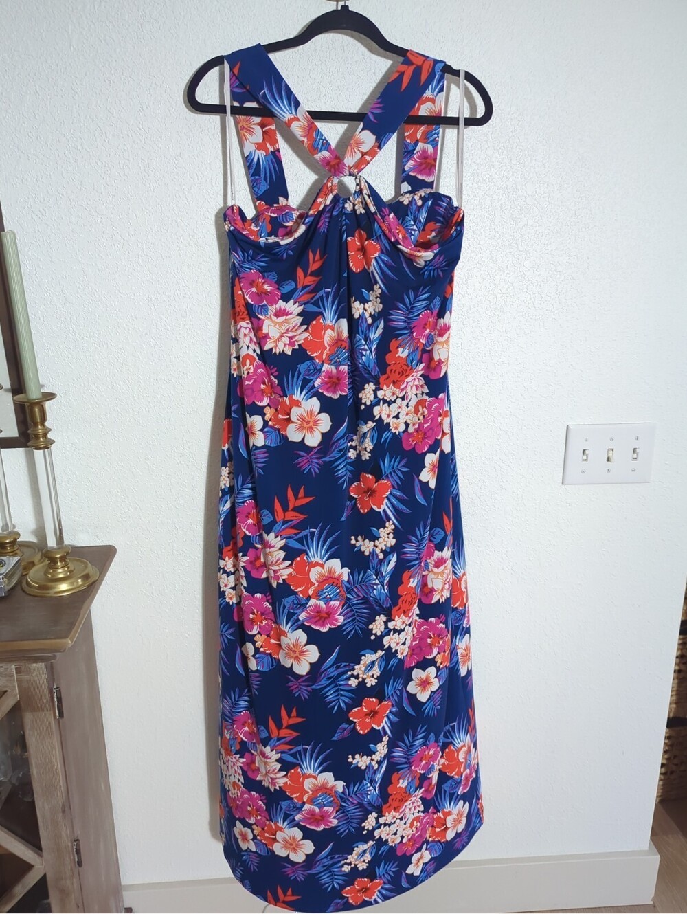 Tommy Bahama Mira Dora Floral Maxi Dress Oring Detail Lightweight Large